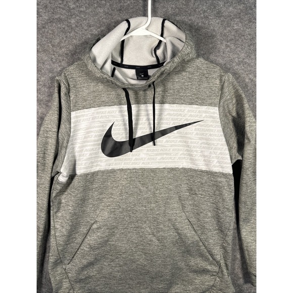 Nike Other - Nike Therma Swoosh Hoodie Dri Fit Men's Size Large‎ Gray Black Swoosh Pullover